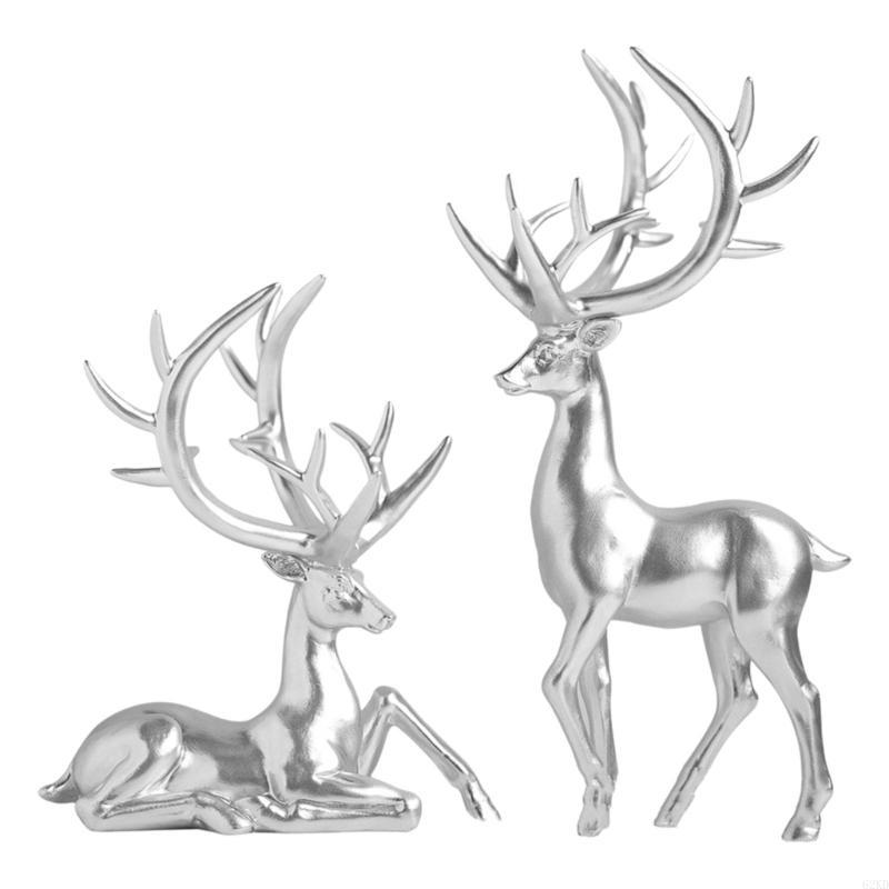 62KD Hand Carve Resin Deer Ornamentation Reindeer Sculpture Designs To Elevates Sophisticated Interior Styles Display