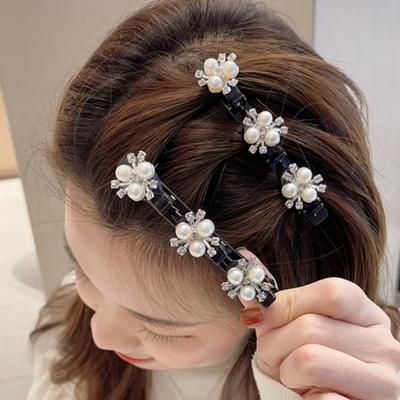 Fiori per Capelli da Donna, Fermagli Intrecciati Scintillanti, Decorazione con Spilla Trasparente, Strass Scintillanti, Strumento per Acconciare la Frangia, Capelli