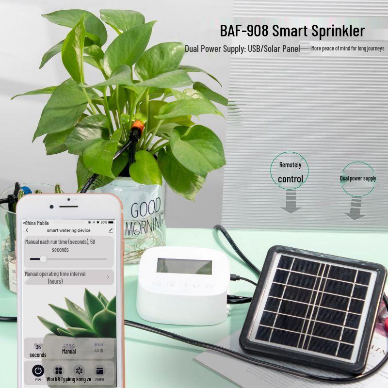 Graffiti Solar-Powered WiFi Smart Irrigation Drip System with Automatic Plant Timer No solar panel белый