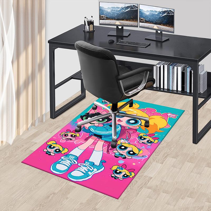 

1pc Powerpuff Girls Anime Cartoon Design Office Chair Mat Non-Slip Carpet for Home Decor, Living Room, Bedroom, Game Room - Suitable for All Seasons.Y 60cm by 90cm