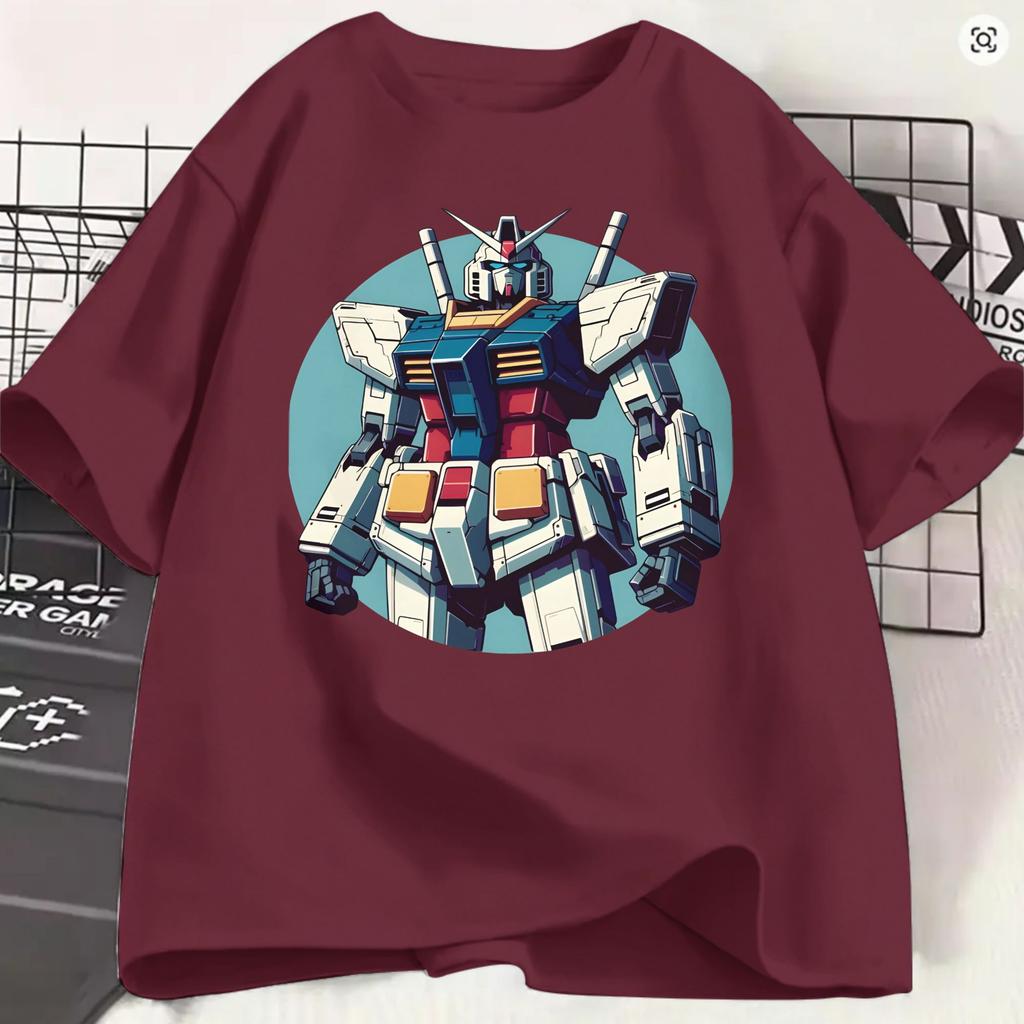 Gundam Tshirt Beach Rx78 Cotton T Shirts For Couple Harajuku Loose Tee Shirt Short Sleeve Streetwear Clothing