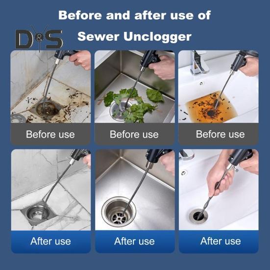 Deblocator de canalizare Bucătărie Cada de baie Funcționare ușoară Instrument flexibil pentru țevi de scurgere din sârmă de oțel Dispozitiv de curățare de scurgere din sârmă de oțel de rezistență