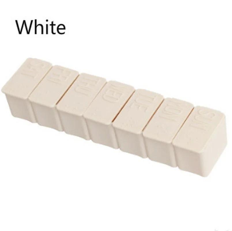 

7-дневный органайзер для хранения таблеток, контейнер, футляр, делители таблеток, портативные многоразовые бутылочки, бытовая маленькая таблетница, еженедельная коробка для хранения белый