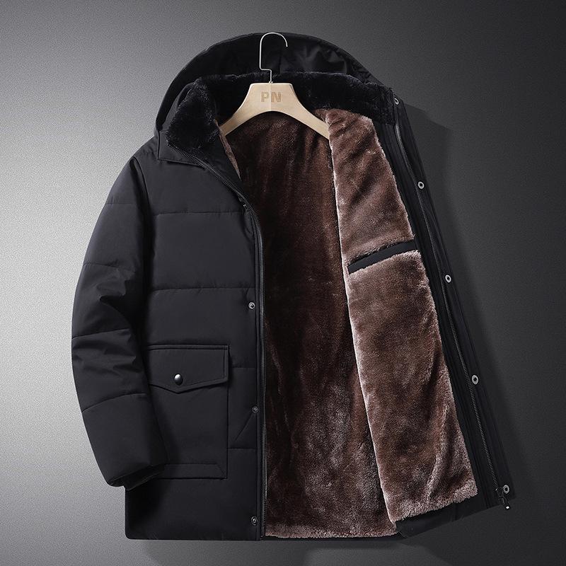 Cappotto Invernale da Uomo in Velluto Spesso - Giacca Calda Imbottita in Cotone per Uomini di Mezza Età e Anziani