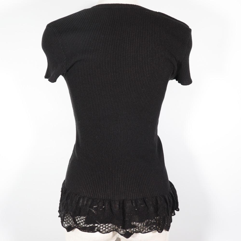 Chanel Short Sleeve Knit P28461K00111 06P COCO Mark Summer Knit Black cotton/Nylon Women Used