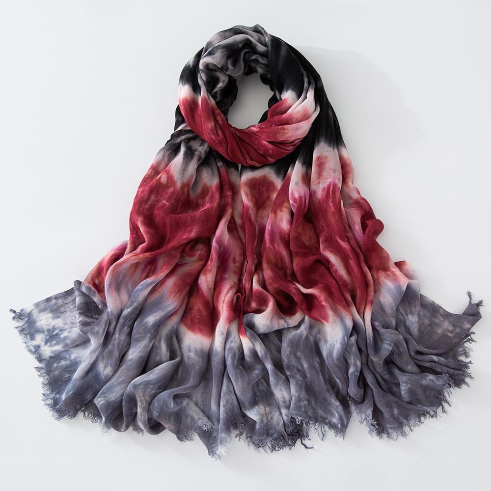 

Fashion Tie Dye Scarf Ombre Print Design Cotton Viscose Soft Hijab New Headscarf Turban Solid Color Fashion Women Scarves