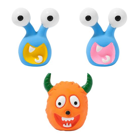 Cartoon Aliens Dog Chew Toy Bite Resistant Squeaky Latex Demon Aggressive Chewers Interactive Toy Small Medium Large Dogs Teething Cleaning Toy