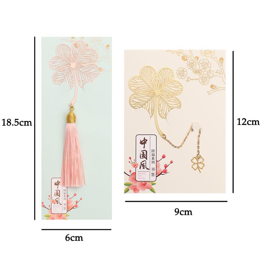 New Rose Gold Apricot Leaf Metal Bookmark Tassel Chinese Style