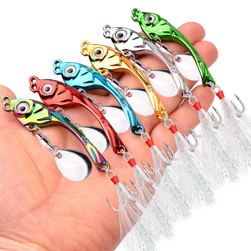 12 Stück Spinnerköder Metall Vib Angelköder Trolling Drehender Löffel Wobbler Sinkender Harter Köder Mit Paillette Pesca Für Barsch Hecht