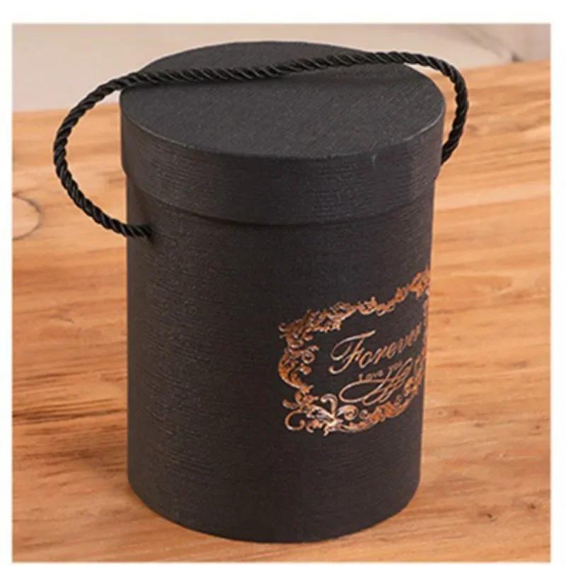 

Новые круглые бумажные коробки для цветов, флористические цветочные ведра, подарочная упаковочная коробка, подарочный бар для конфет, вечеринок, свадебных подарков, коробки для хранения other чёрный