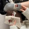 1/5 Pairs Student Socks Cartoon Puppy Design Thickened Fleece Lining Socks Winter Warmth Stretch Fit Socks