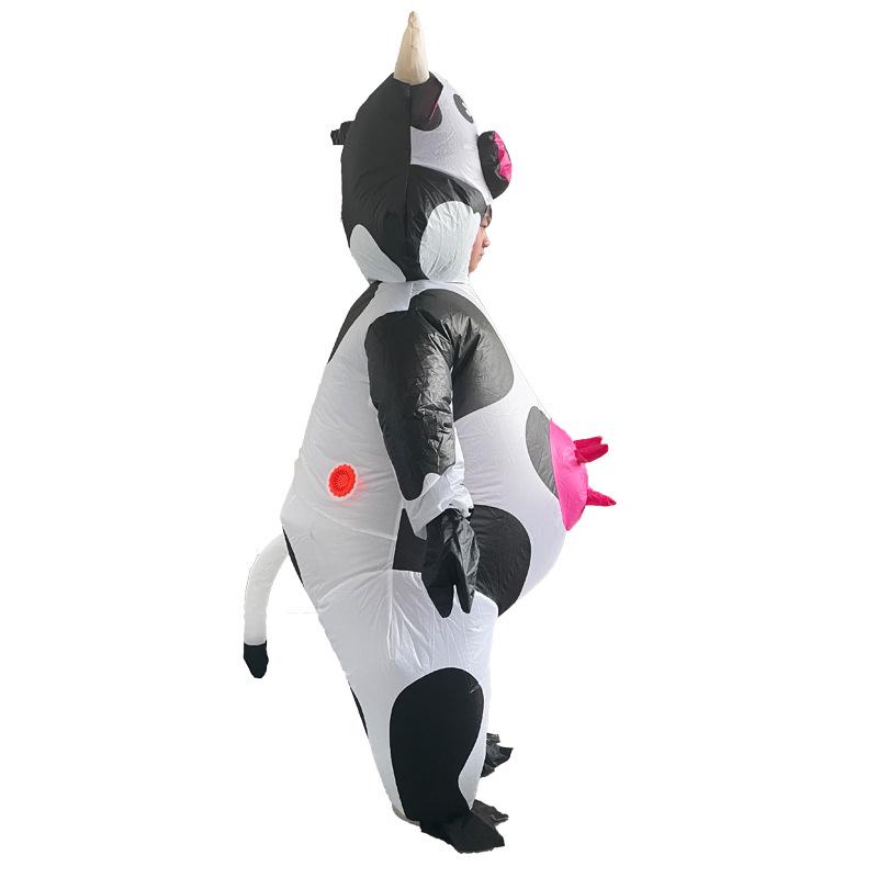 Cute Cow Inflatable Costume for Parties or Gatherings – Fun Boba Cow Walking Outfit with Makeup Props