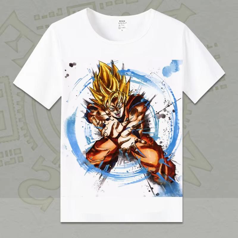 Dragon Ball Animation Derivatives Goku Vegeta Buu Frieza Printed Short Sleeve T-shirt Unisex's and Women's Fashion Cotton Top