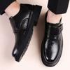 Velcro men's leather shoes spring British platform casual derby shoes men's formal marriage low-top Martin boots men