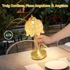 Cordless Table Lamp, Rechargeable Amber Glass Lotus Flower Lamp | 5200mAh touch lamp with 3 color modes and stepless dimming, battery operated lamp