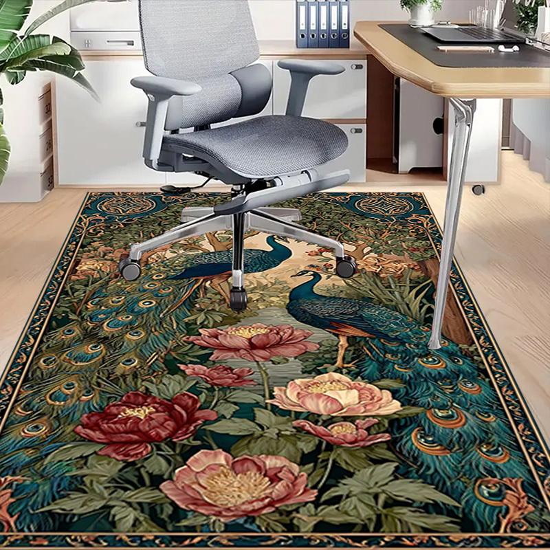 1 Stück Pfauenblumen Teppich Anti-Rutsch Polyester Fußmatte für Büro.Schlafzimmer