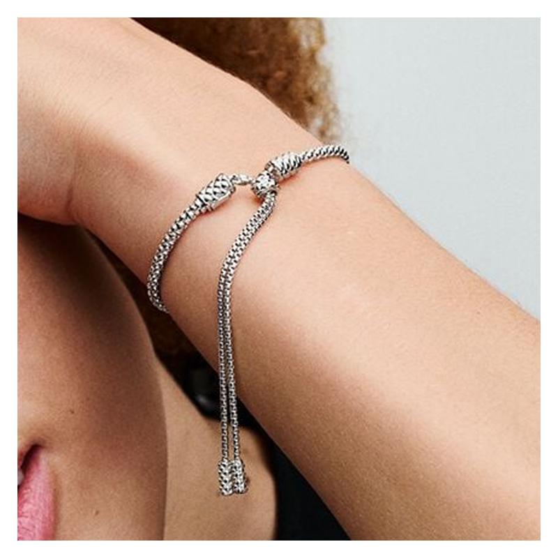 Pandora Moments slide studs 925 silver bracelet women's silver 593090C00-2