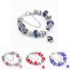 Fashion European Style Charm Bracelet Jewelry With Crystal Glass Beads Balls Lucky