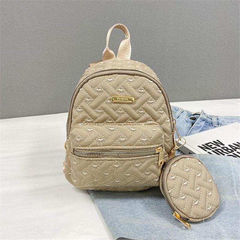 Schoolbag Fashion Textured Bag 1011 New Versatile Foreign Style Student Backpack Single Shoulder Multifunctional Women's Commuter Small Backpack