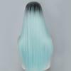 LISI HAIR Czarna zielona Ombre peruka z długimi prostymi włosami bez grzywki dla kobiet 24-calowe syntetyczne peruki z włókna termoodpornego