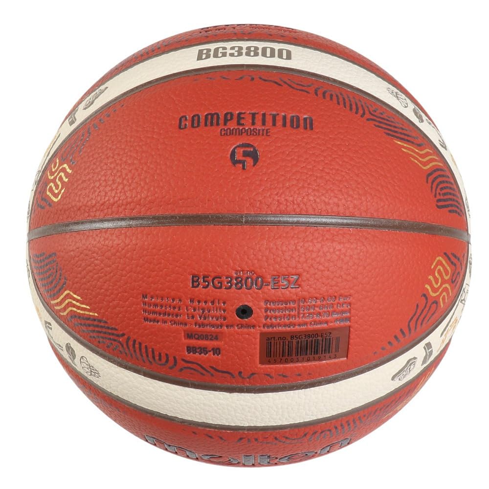 Molten Eurobasket 2025 Model Basketball, Synthetic Leather, Size 5, B5G3800-E5Z