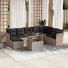 VidaXL Garden Lounge Set 9 Pcs with Light Grey Cushions Wicker 3266792