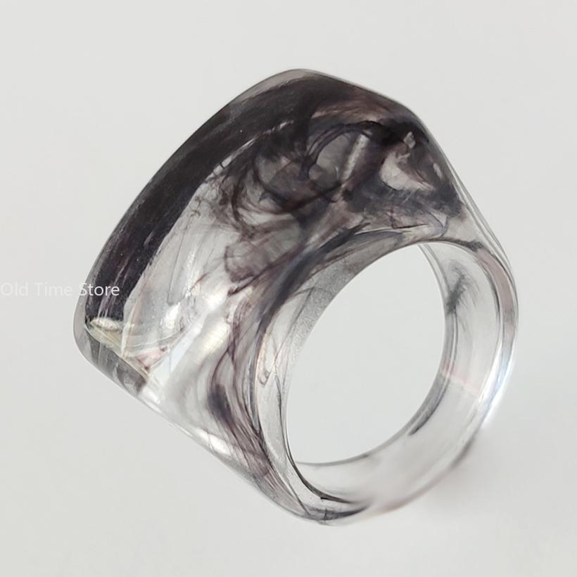 Acrylic Resin Colorful Mixed Block Ring, Unique Unisex Stylish Macrame Band for Men and Women