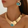 Black/Blue/Rose Pink Necklace Earrings Set Exaggerated Jewelry Accessories  Daily Wear