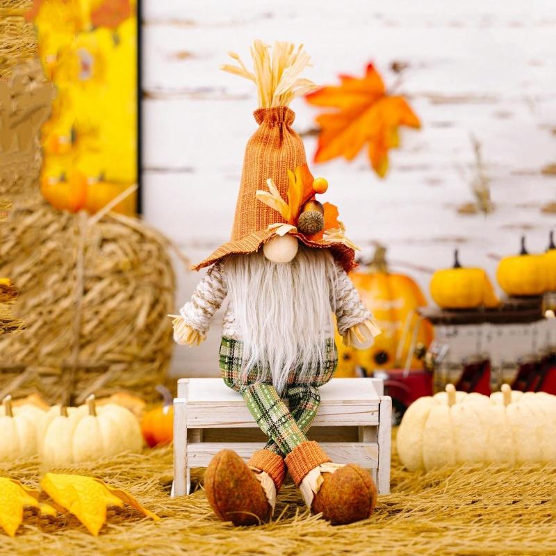 Harvest Autumn Leg Hanging Dwarf Doll Scarecrow Ornament Festival Doll 1