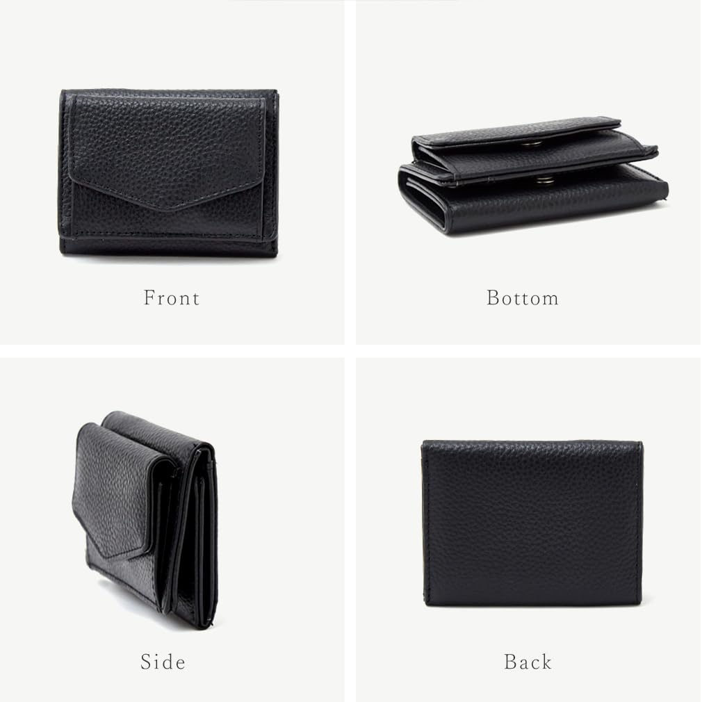 VITAFELICE Leather Mini Wallet Women's Tri-fold (bsrw-201ns) (Black)