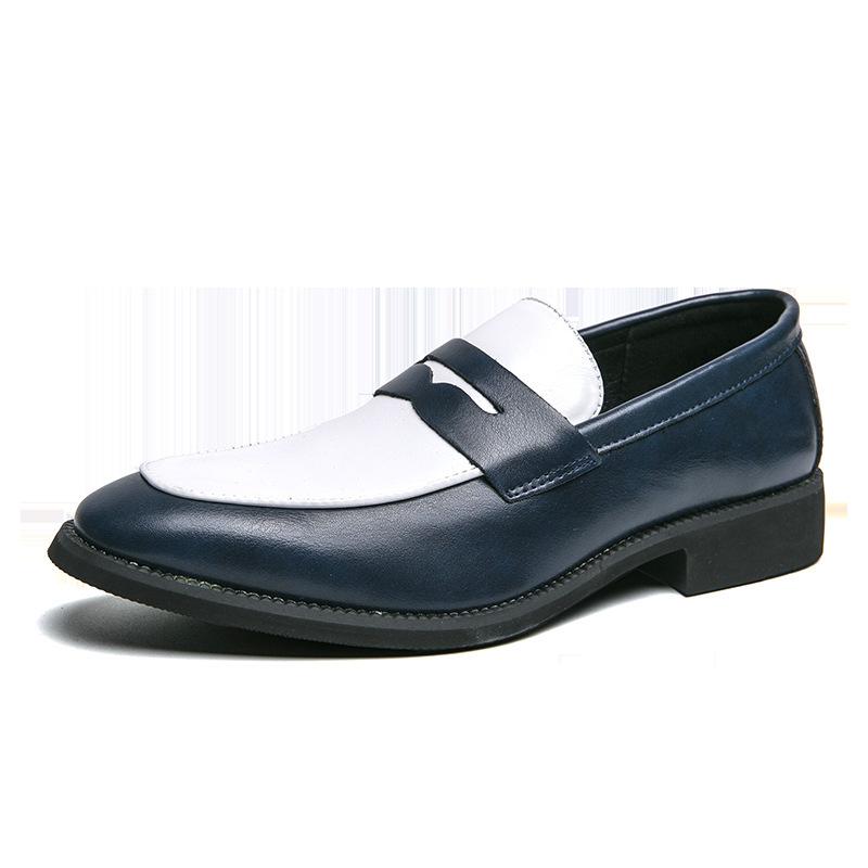Large Size 2025 Spring Black and White Color Matching Leather Shoes Men's One-pedal Loafers British Business Casual Men's Shoes