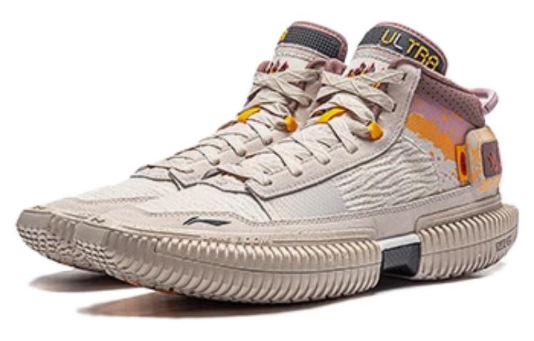 Li Ning Badfive 3 Ultra Textile, Synthetic Leather Mid top Basketball Shoes Men's Moonlight Gray ABFS011-34