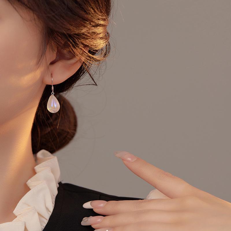 Banyan Tree S925 Silver Colorful Water Drop Pearl Earrings - Celebrity Style, Gentle, and High-End for Women