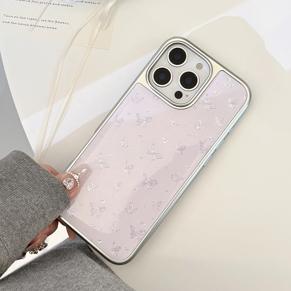 Gilded Ins Purple Butterfly Suitable for Apple 15pro Max Mobile Phone Case Iphone16 Drop Glue13 Electroplating14 Huawei