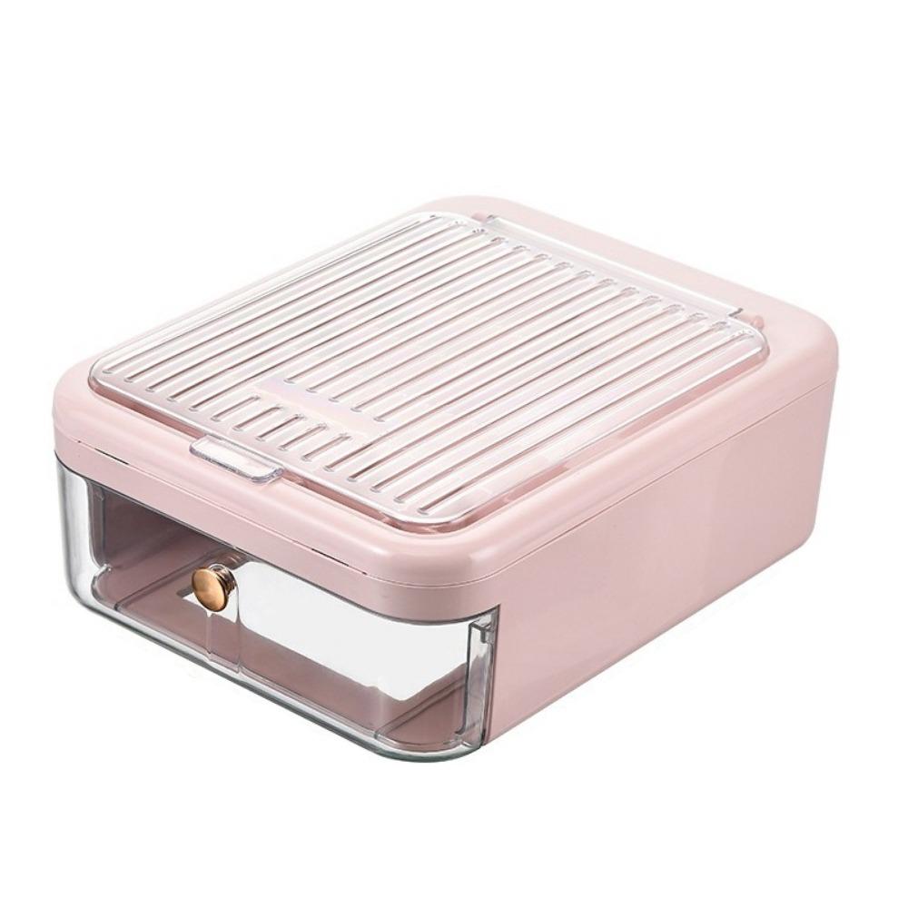 Flip-Top Bracelet Display Box Plastic Cosmetic Organizer Simple Desktop Storage Box  Bedroom розовый