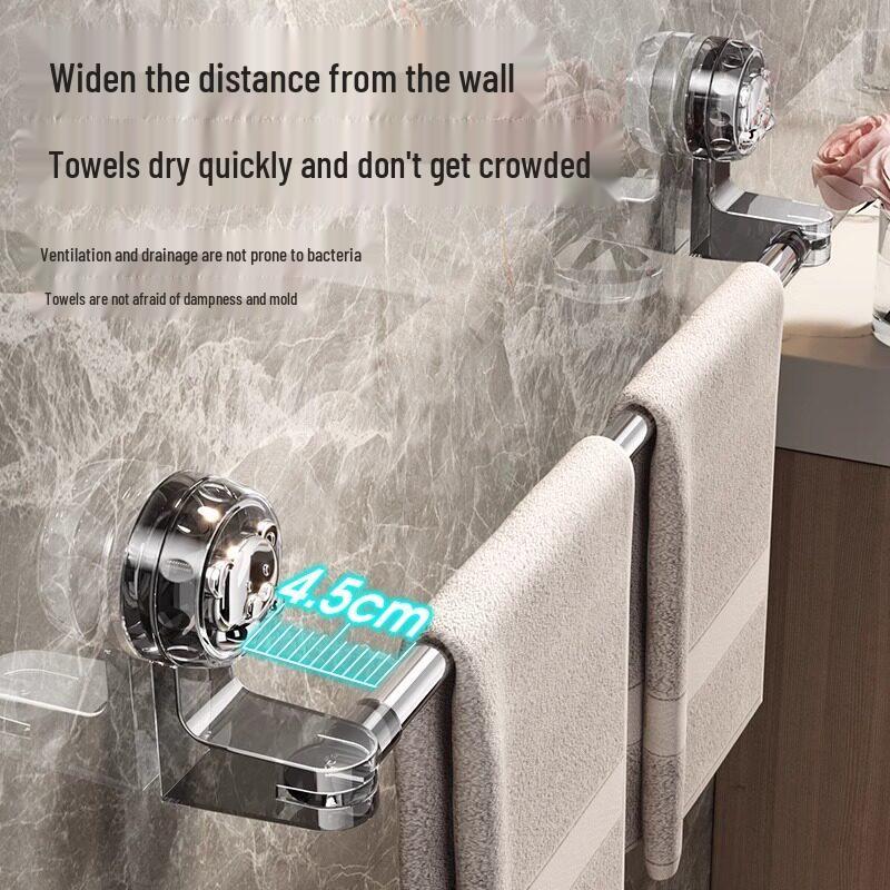 Telescopic No-Drill Suction Cup Towel Rack for Bathroom