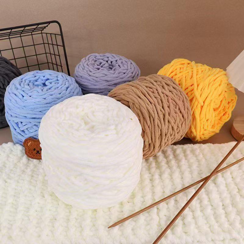 100g Chenille Knitting Yarn Soft Ice Strip Line Cotton Yarn DIY Wool Yarn for Handmade Knitting Blanket Scarf Thick Thread