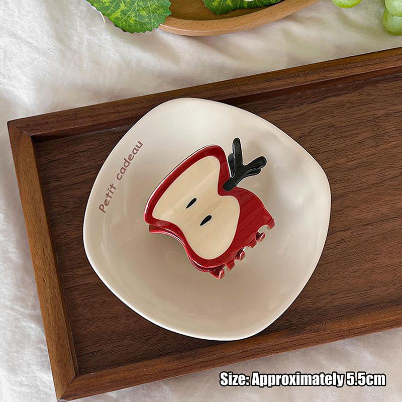 

Универсальная акриловая заколка для волос в форме яблока, креативная забавная фруктовая заколка для волос, зажимы-акулы для женщин, личность, милый головной убор