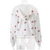 Women's Fashion Cherry Print White Hoodie Sweatshirt 2026 Spring Women's Long Sleeve Loose Streetwear Zip Up Hooded SweatShirt