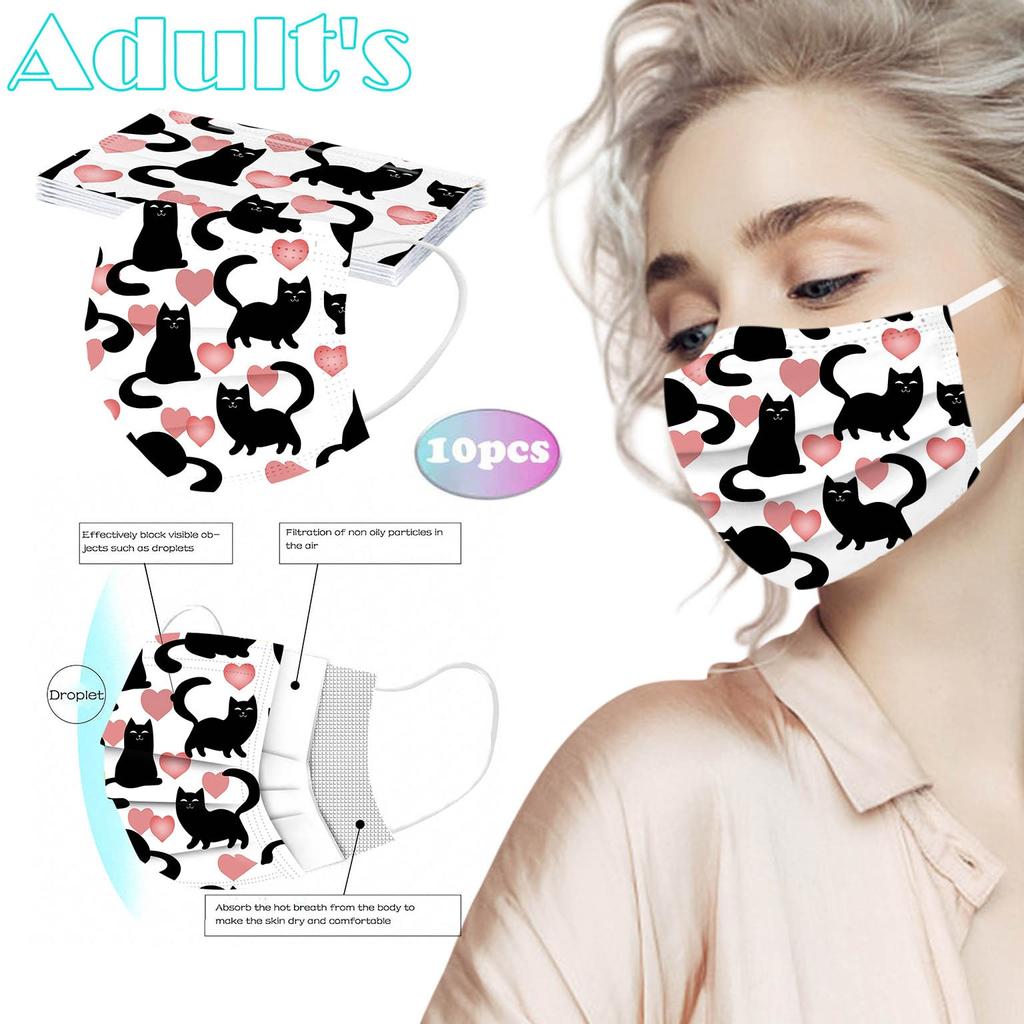 Adult Women Man Disposable Face Mask Industrial 3Ply Ear Loop 10PC Mask