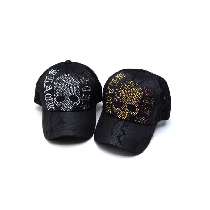 Мужская и женская кепка с черепом, горячий элемент, пайетки, летняя сетчатая шляпа gold