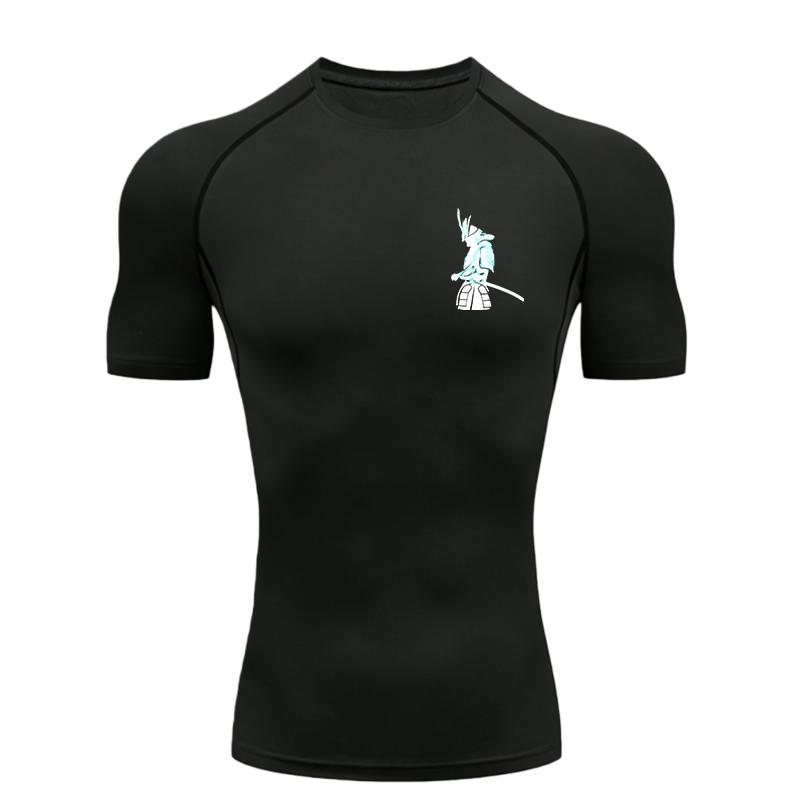 Samurai Silhouette Men s Sports T-shirt Training Fitness Compression Quick Dry Short Sleeve T-Shirt for Men S