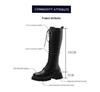 2025 Women's British Style Thick-Soled Long Knight Boots with Big Toe and Over-the-Knee Lace-Up Design.