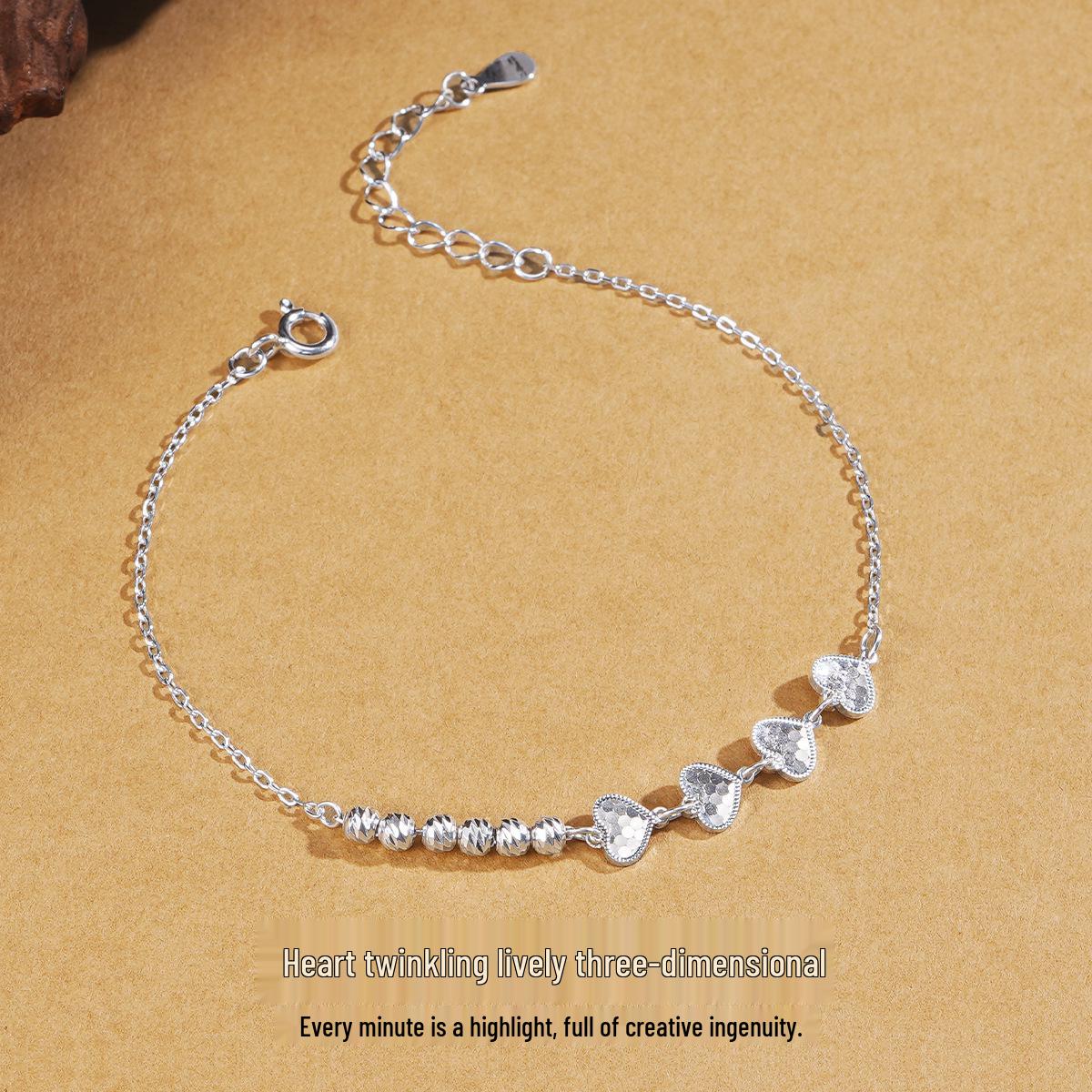 Tichiya S925 Sterling Silver Heart-Shaped Bracelet for Women - Crushed Ice Design, High-End Sparkle Fashion Jewelry S925 Silver