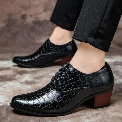 Fashionable Outer Height Increase of 5cm British Fashion Casual Leather Shoes Men's Small High Heel Thick Heel Wedding Shoes 6cm
