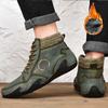 Winter Herren High-Top Freizeitschuhe Handgefertigt künstliches Plüsch Große Größe Gummi Weiche Sohle Autofahren Herrenschuhe