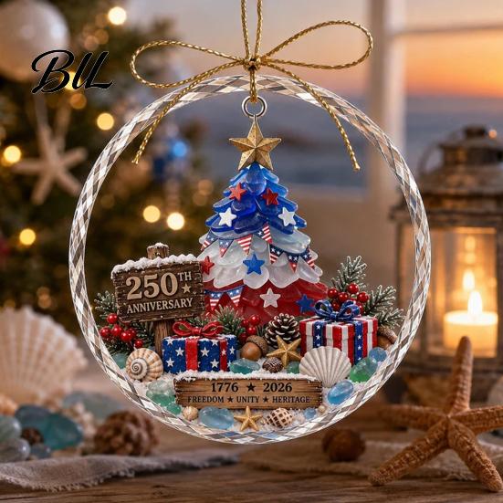 Holiday Party Hanging Ornaments Ocean Themed Christmas Ornaments, Lighthouse/Wreath/Santa Claus/Xmas Tree/Snowman/Deer Festive Decor Supplies