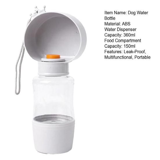 Portable Dog Water Bottle Leak-Proof Pet Water Dispenser with Drinking Bowl Food Compartment Travel Pet Feeder for Dogs Cats Hiking Walking Outdoor