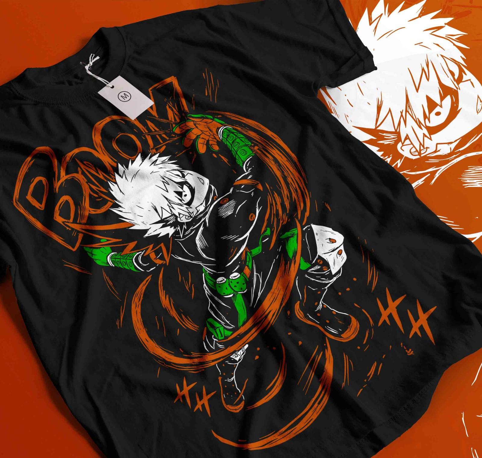 Bakugou T-Shirt Mens Womens Tees Top Izuku Midoriya Deku My Hero Academia Midoriya Izuku Black 608 S