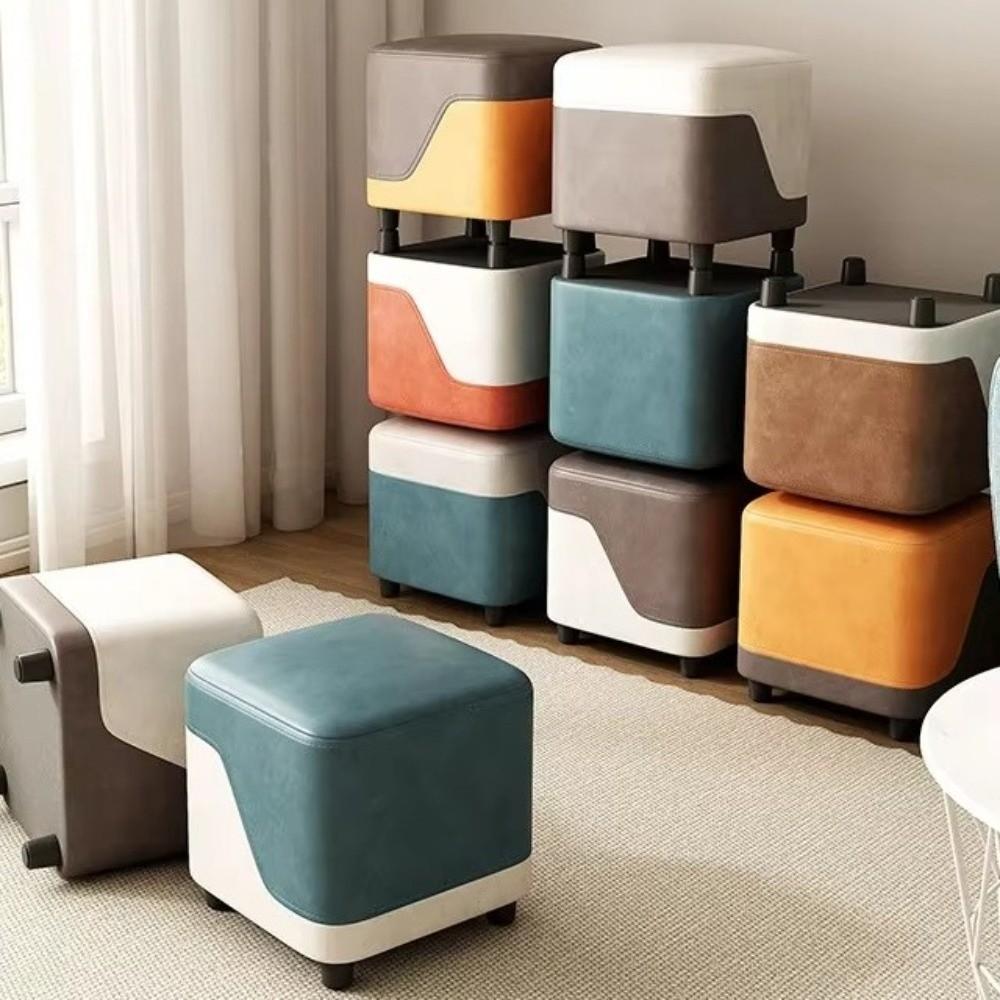 Useful Technical Cloth Small Stool Colorful Wooden Nordic Stool Breathable Multifunctional Shoe Changing Stool Living Room